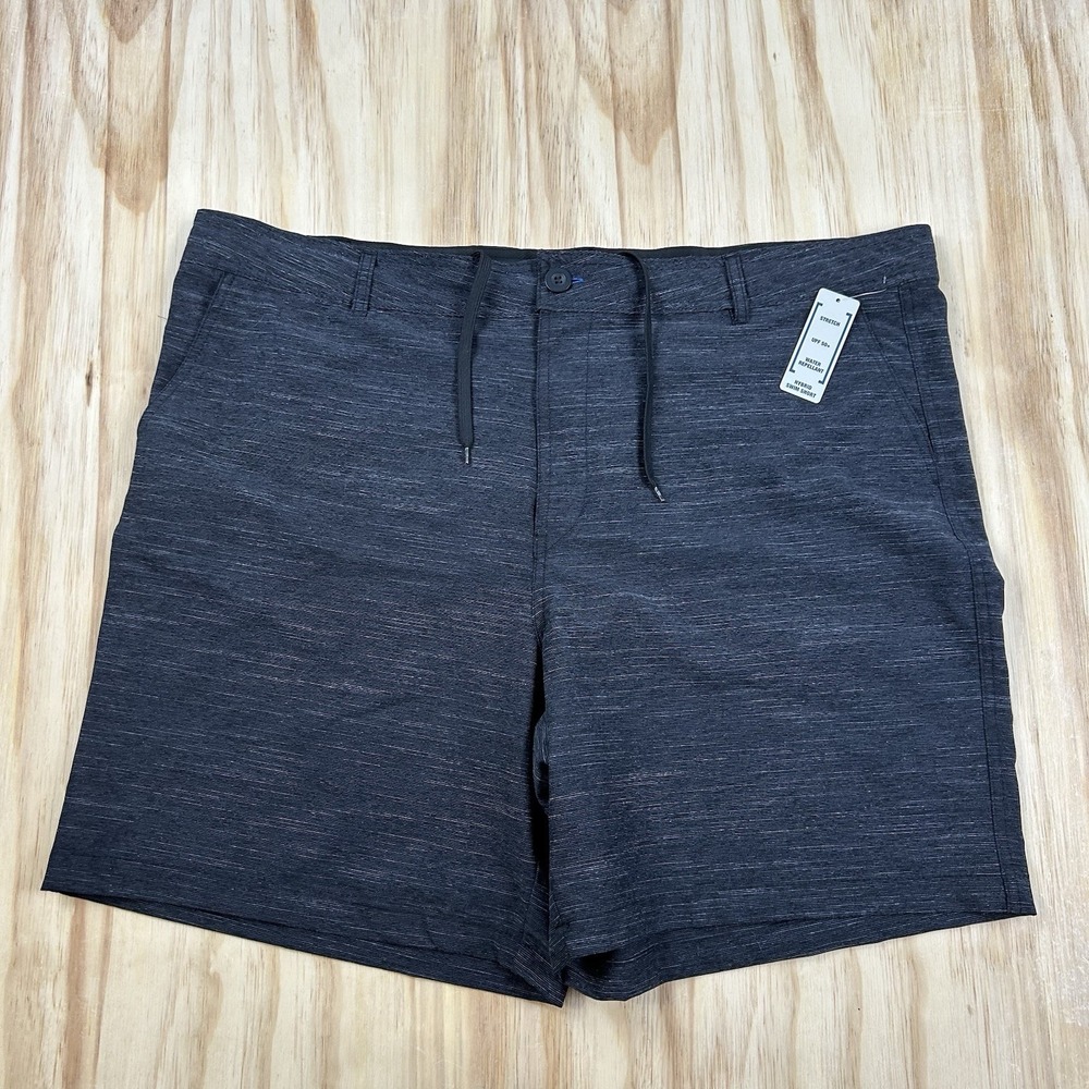 George NEW Men's Stretch UPF 50+ Water Repellent Hybrid Swim Shorts Heather Blue